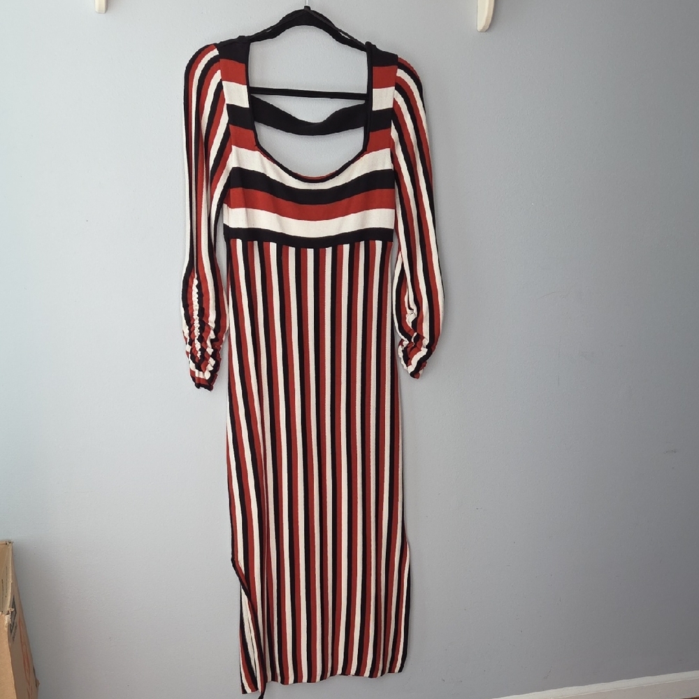 Maeve Striped Black and Brown Women's Knit Dress
